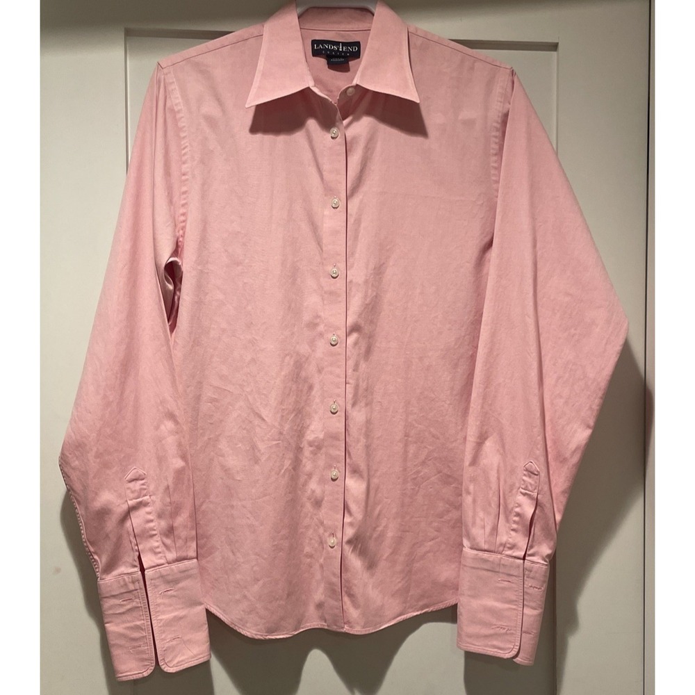 Land's End Men's Pink Dress Shirt 16 Neck Long Sleeve 100% Cotton French Cuff